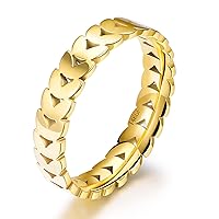 JINEAR 3mm Wedding Bands for Women Eternity Ring 18K Gold Plated Cubic Zirconia Engagement Rings Stackable Anniversary Promise Statement Ring Gift for Her Size 5 to 10