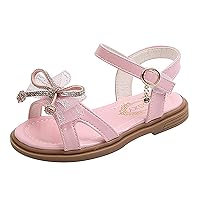 Shoes for Toddler Girls Fashion Spring Summer Children Sandals for Girls Flat Open Toe Rhinestone Solid Bowknot Princess Simple