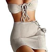 Swimsuits with Shorts Backless Lace Up Bikini Swimsuit Three Piece Swimsuit