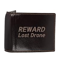 REWARD:Lost Drone - Genuine Engraved Soft Cowhide Bifold Leather Wallet