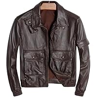 Motorcycle Genuine Leather Jacket for Men - Brown Lightweight Waterproof Vintage Winter Jacket