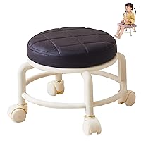Rolling/Scoot Stool 10.2 Inch | Tall Pedicure Stool, Heavy Duty Small Stool On Wheels, 360° Swivel Universal Rolling Pedicure Chair for Nail Teach