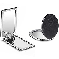 WantGor Compact Mirror, 2 Pack Makeup Mirrors Travel Black Round Portable Double-Sided Pocket Mirror for Men, Women