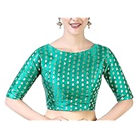 Handmade Brocade Blouse Elbow Sleeves Saree Blouse Skirt CropTop Bollywood Choli