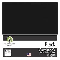 Clear Path Paper - Black Cardstock - 12 x 12 inch - 65Lb Cover - 25 Sheets