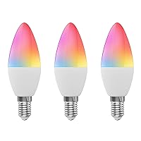 Led Light Smart Bulb RGB+W+C LED Candle Bulb 5W E14 Dimmable Light Phone APP SmartLife/Remote Control Compatible with Home for Voice Control, 3 Pack