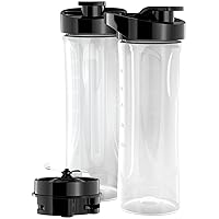 PBJ2000 FusionBlade 20 Ounce BPA-Free Personal Blender Jars (2-Pack with Travel Lids), Clear