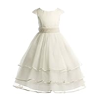 Girls Pearl Sash Tiered Special Occasion Communion Dress sizes 2 to 20