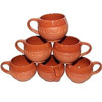 Handmade Clay Cups 6 Pieces 120ml Handmade Kitchen Eco Friendly Pottery (kcl-4)