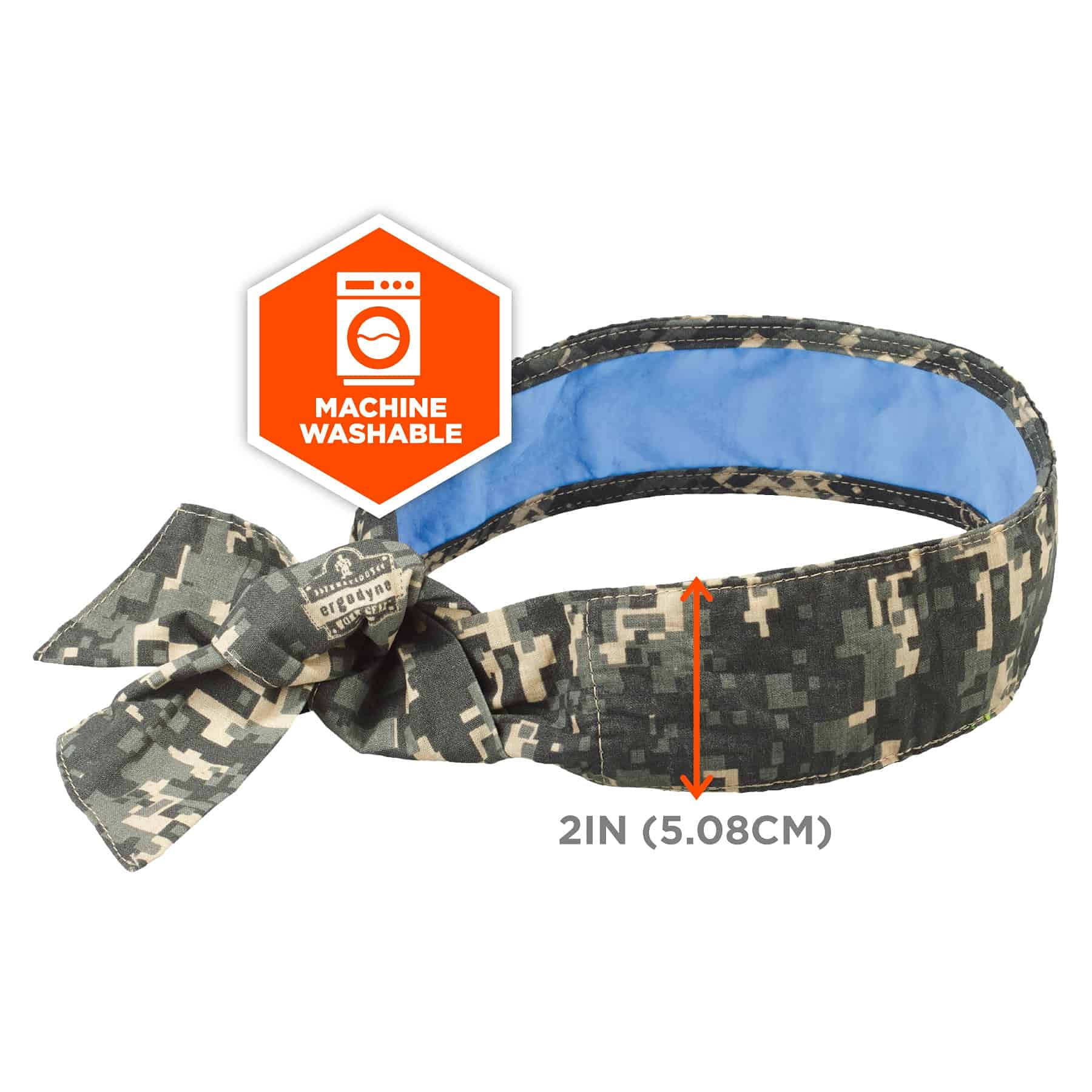 Ergodyne Chill Its 6700CT Cooling Bandana, Lined with Evaporative PVA Material for Fast Cooling Relief, Tie for Adjustable Fit, Camo (12562)