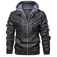 Black Cowhide Leather Jacket Men’s| Black Bomber Leather Casual Jacket | Motorcycle Leather Jacket with Removable Hood