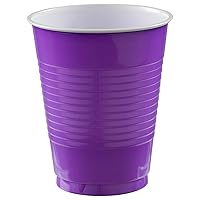 Plastic Cups - 18 oz. (Pack of 50) - Elegant Disposable Cups, Perfect Party Supplies for Themed Parties, Weddings or Everyday Use, Purple