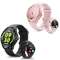 Smart Watch for Men Women(Bkack & Pink), iOS Android Compatible Fitness Watch, Activity Tracker with Heart Rate, Sleep Monitor, Step Calorie Counter