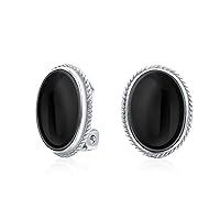 7CT Oval Cabochon Oval Gemstones Rope Cable Bezel 14K Gold Plated .925 Sterling Silver Clip On Earrings For Women Clip Only Is Alloy