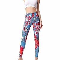 Yoga Leggings for Women Vintage Boho Ethnic Style Print High Waisted Running Workout Yoga Pants Tummy Control Tights