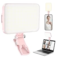 60 LED Portable Selfie Light Video Conference Lighting with Clip & Camera Tripod Adapter Rechargeable 2200mAh CRI 97+, 9 Light Modes for Phone iPhone Webcam Laptop Photo Makeup