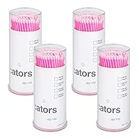 G2PLUS 400 PCS Disposable Micro Applicators, Micro Brushes for Eyelash Extensions, Makeup and Personal Care- 4 X 100PCS (Pink)