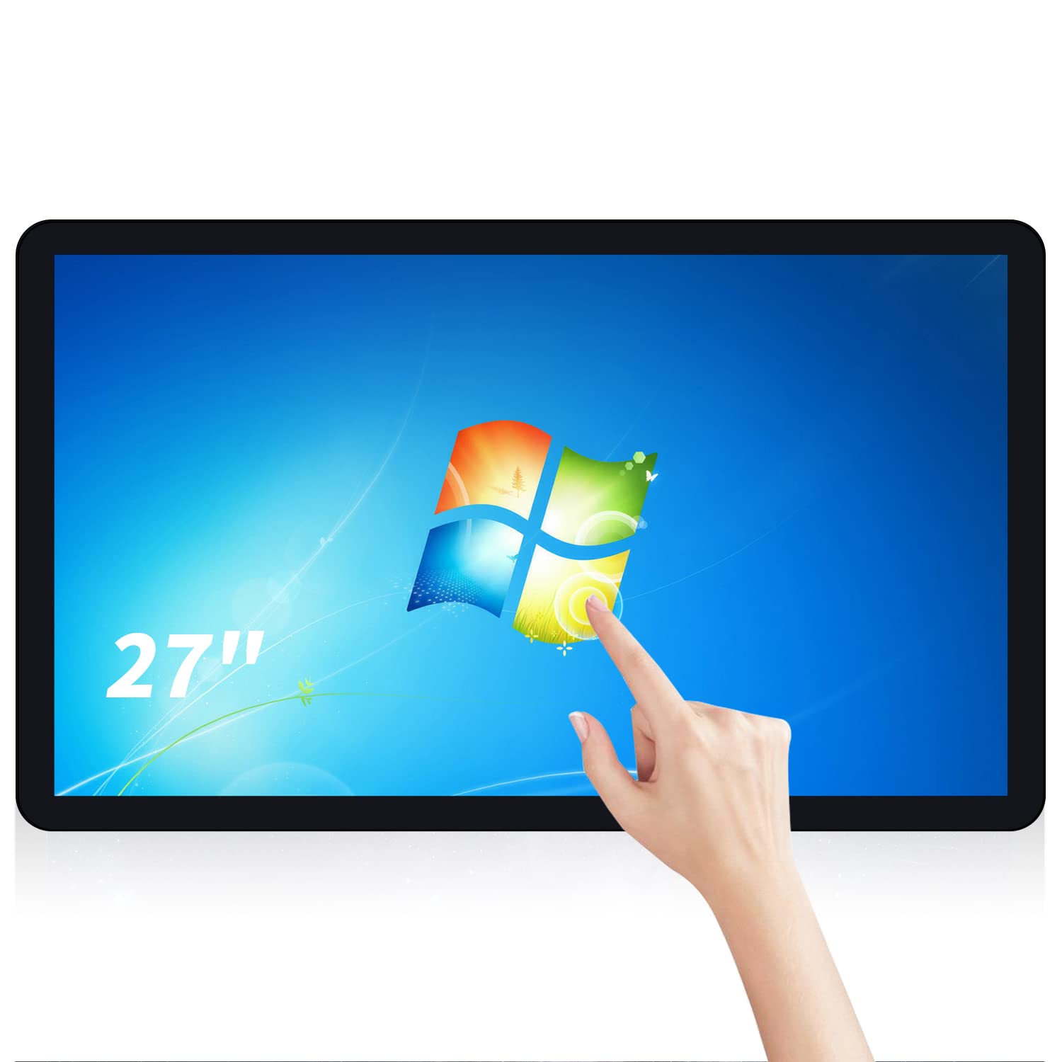 TouchWo 27 inch Touch Screen All-in-One Industrial PC, Intel i3, 4GB RAM, 128G SSD, 16:9 FHD 1080P, Windows 10, Smart Board for Classroom, Meeting & Game, USB, VGA & HDMI Monitor