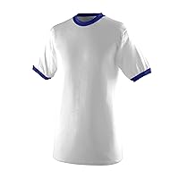 Augusta Sportswear XX-Large Ringer Tee Shirt, White/Purple