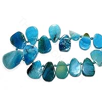 The Design Cart Blue Uncut Agate Stones for Bracelet Necklace Jewelry Making, Package of 5 Strings KAR-270619-020