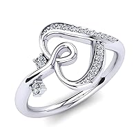 0.25Ct Round Sim Diamond 14K White Gold Plated Three Stone Heart Engagement Ring