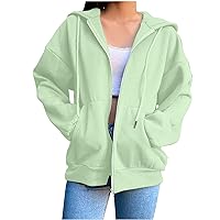 Fleece Sweatshirt Jacket Women Zip Up Hoodies Casual Loose Fitting Fall Outfits Long Sleeve Active Zipper Sweater