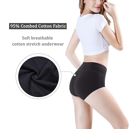 wirarpa Women's Cotton Underwear High Waisted Ladies Panties Full Coverage Briefs 4 Pack (Regular & Plus Size)