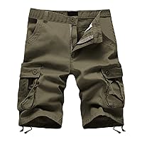 Men's Cargo Shorts Solid Classic Fit Hiking Shorts Multi Pocket Outdoor Workwear Shorts Summer Casual Bermuda Short