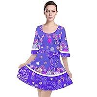 CowCow Womens Velour Kimono Dress Cookies Lollipop Candy Icecream Coffee Food Dessert Skater Dress, XS-3XL