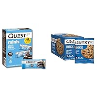 Quest Nutrition Mini Cookies & Cream Protein Bars, High Protein, Low Carb, Keto Friendly, 14 Count & Chocolate Chip Protein Cookie; Keto Friendly; High Protein; Low Carb; 12 Count