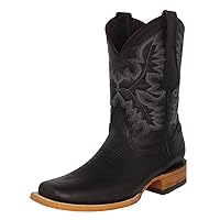 Texas Legacy Mens Black Western Cowboy Boots Rodeo Wear Leather Rodeo Toe Botas