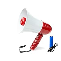 Bullhorn Rechargeable Megaphone Speaker with 240's Recording,Siren,U-Disk Player, 800 Yard Range, Rechargeable Battery