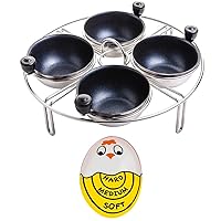 Egg Timer That Goes in Water for Boiling Soft Medium and Hard Boiled Eggs,Egg Poacher Insert Stainless Steel Poached Egg Cooker Eggs Poaching Cup PFOA Free Egg Poachers Nonstick