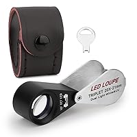 20X Pocket Magnifier Mini Portable Magnifying Glass with 6 LED UV Lights Illuminated Loupe for Jewelry Diamonds Gems Stamps Watch Repair Reading Crafts Models Photos (20X-21mm)
