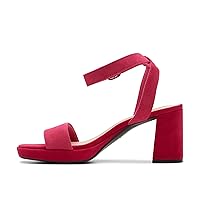 Clarks Women's AmbyrLyn Bay Heeled Sandal, Fuchsia Suede, 5.5