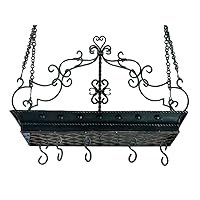 Large Wrought Iron Post Scroll Pot Rack | Hanging Pan Ceiling Gothic