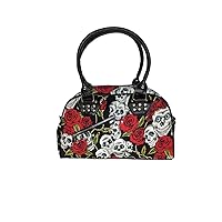 Women's Canvas Handbag Skulls & Roses - Alternative Purse Gothic Shoulder Bag