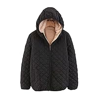 Winter Warm Coats For Women Casual Plus Size Lightweight Hooded Jackets Parka Solid Color Thicken Long Cotton Coat