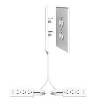 Sleek Socket - The Original & Patented Ultra-Thin Outlet Concealer for Inverted Outlets, Dual Device w/Cord Concealer Kits, Two 3 Outlet Power Strips, Two 3-Ft Cords (Ideal for Kitchen Countertops)