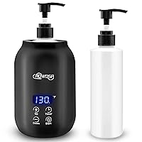 Massage Oil Warmer Bottle Professional Electric Lotion Digital Heater for SPA, Automatic Oil Warmer Heated Oil Lotion Cream for Salon, Barber Shops, Home, with Two Oil Bottle Dispenser (Black)