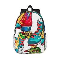 Colorful Roller Skates Print Backpack for Women Men Lightweight Laptop Bag Casual Daypack Laptop Backpacks 15 Inch