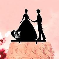 Brides Wedding Cake Topper 2 Brides Silhouette Two Women Wedding Decorations Custom Name Est Date Women Marriage Gifts Acrylic Black