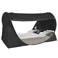 Alvantor Privacy Pop Up Bed Tent for Twin Bed, Easy Setup Blackout and Breathable Mesh Bed Canopy Lightweight Portable Sleep Pod with Carry Bag Dream Tent for Indoor Outdoor Use- Twin/Black