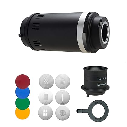 WELLMAKING S-260L Photography Lighting Accessory Kit Bowens Mount Optical Snoot and Prime 60mm F2.8 Specialized Lens with 4 Color Filters and 6 Gobos for Monolight/LED/Strobe Light