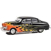 1949 Eight Black with Flames Flames-Hobby Exclusive Series 1/64 Diecast Model Car by Greenlight 30435
