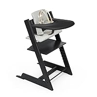 Tripp Trapp High Chair and Cushion with Stokke Tray - Black with Nordic Grey - Adjustable, Convertible, All-in-One High Chair for Babies & Toddlers
