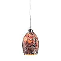Elk Home Avalon Mini Pendant - 1-Light in Satin Nickel Finish, with Multicolor Crackle Glass, Transitional Style