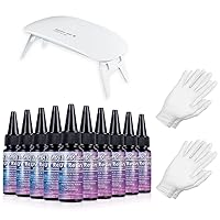 VidaRosa UV Resin Starter Kit with Lamp & Gloves, 10x30ml Newest Clear Hard UV Resin, Fastest Curing No Yellowing, Ultraviolet Curing Resin Glue for Casting & Coating/Jewelry Making/Crafts DIY