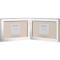 Silver Plated Double Photo Frame - Flat Edge Landscape, 5 x 7-inch (13 x 18cm)