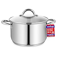 Bakken-Swiss Deluxe 5-Quart Stainless Steel Stockpot w/Tempered Glass See-Through Lid - Simmering Delicious Soups Stews & Induction Cooking - Exceptional Heat Distribution - Heavy-Duty & Food-Grade